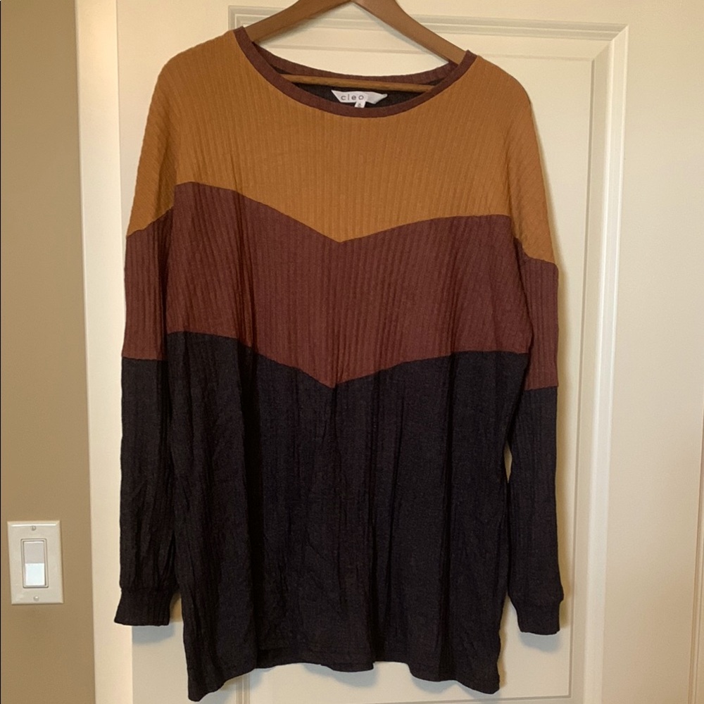 Colorblock Sweater in Black, Brown, and Tan